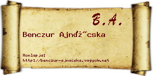 Benczur Ajnácska névjegykártya